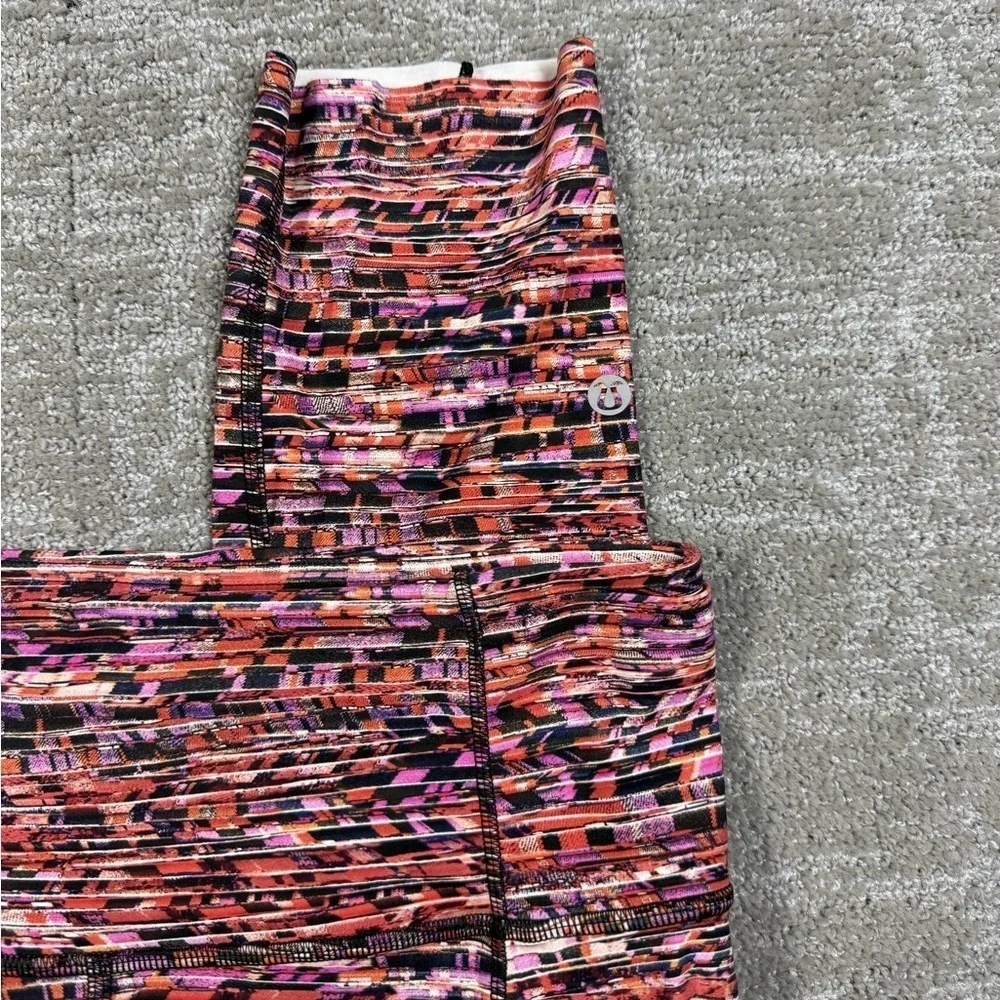 Lululemon Fast and Free Tight II Nulux Flash Pleat Orange Multi Sz 6